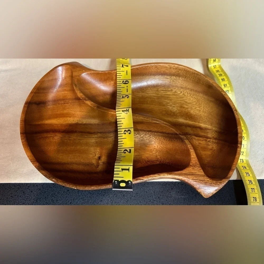 Vintage Leilani Genuine Monkey Pod Wood Handcrafted 2 Compartment Tray